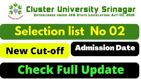 Selection list No 02 Integrated Programs Cluster University Srinagar 2022