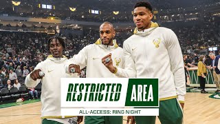 All-Access: Bucks Receive NBA Championship Rings, Unveil Banner \& Beat Nets | Giannis Designs Ring