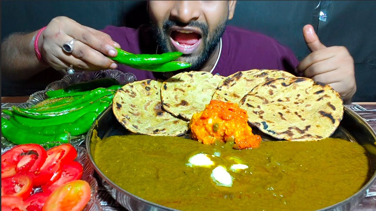 Saag Aloo Chokha With Makka Bajra Roti Mirch Achar Mukbang | Chatora ki Duniya | Indian Food Mukbang