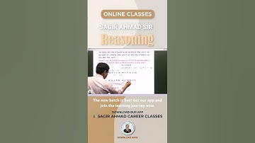Reasoning Question Solve by Sagir Ahmad Sir | By Sagir Ahmad | Sagir Ahmad Career Classes