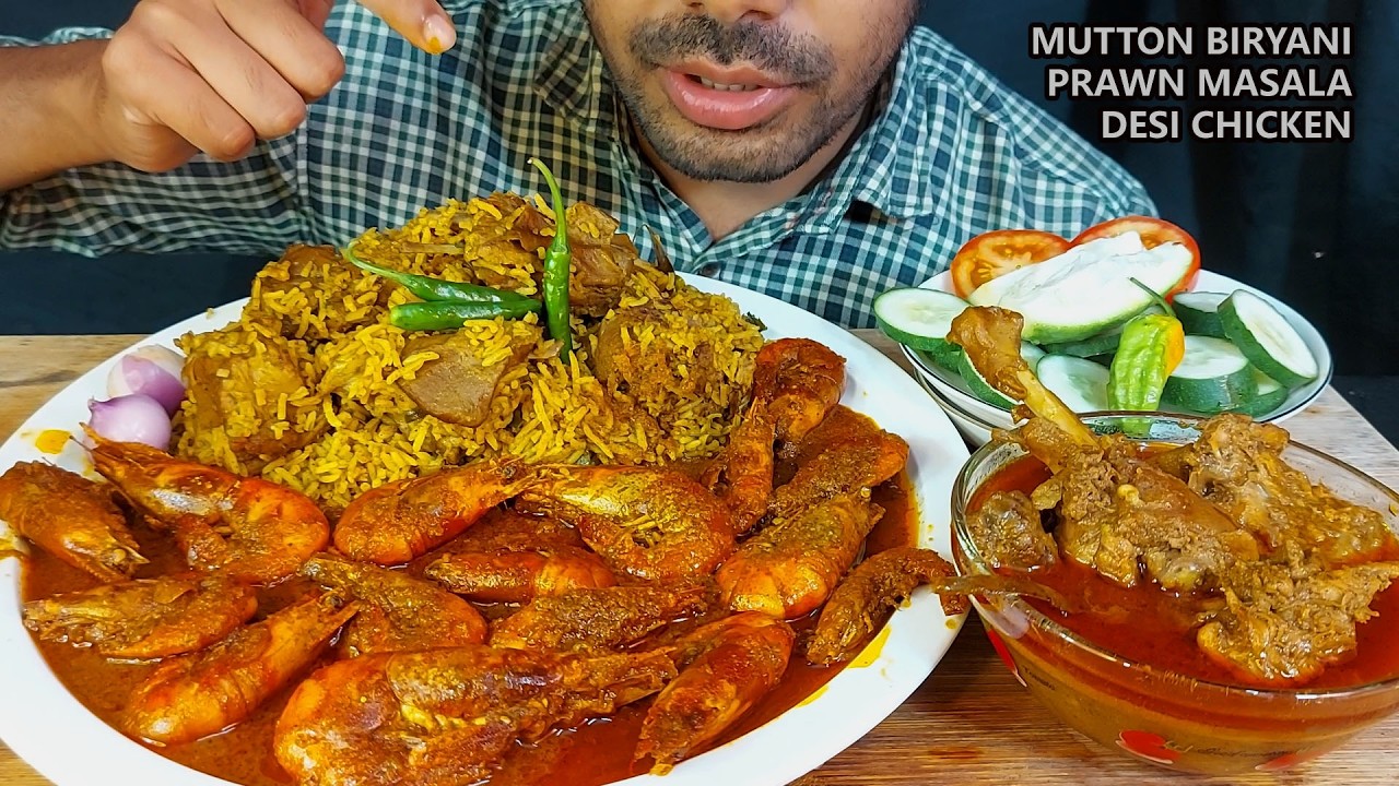 ULTIMATE SEAFOOD & MEAT FEAST! 🦐 Spicy Prawn Masala, Mutton Pulao & Desi Chicken | BigBite Mukbang 🔥
