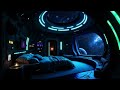 Cosmic Spaceship Bedroom | Blue Neon Galaxy View &amp; Deep Space Sleep Ambience | 4K | 10Hrs