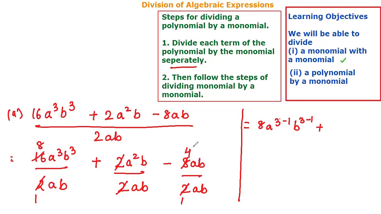 CBSE VIII Math CH6 Division of Algebraic Expression1 - YouTube