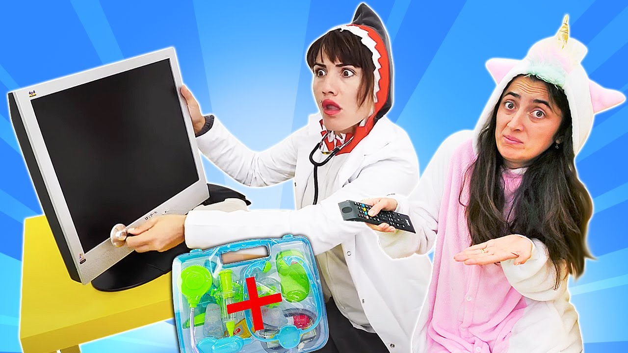Доктор Акула лечит телевизор! Смешные видео онлайн. Игры одевалки для ...