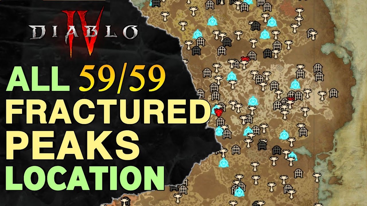 All 59 Fractured Peaks Map Diablo 4 All Stronghold Waypoints Dungeons