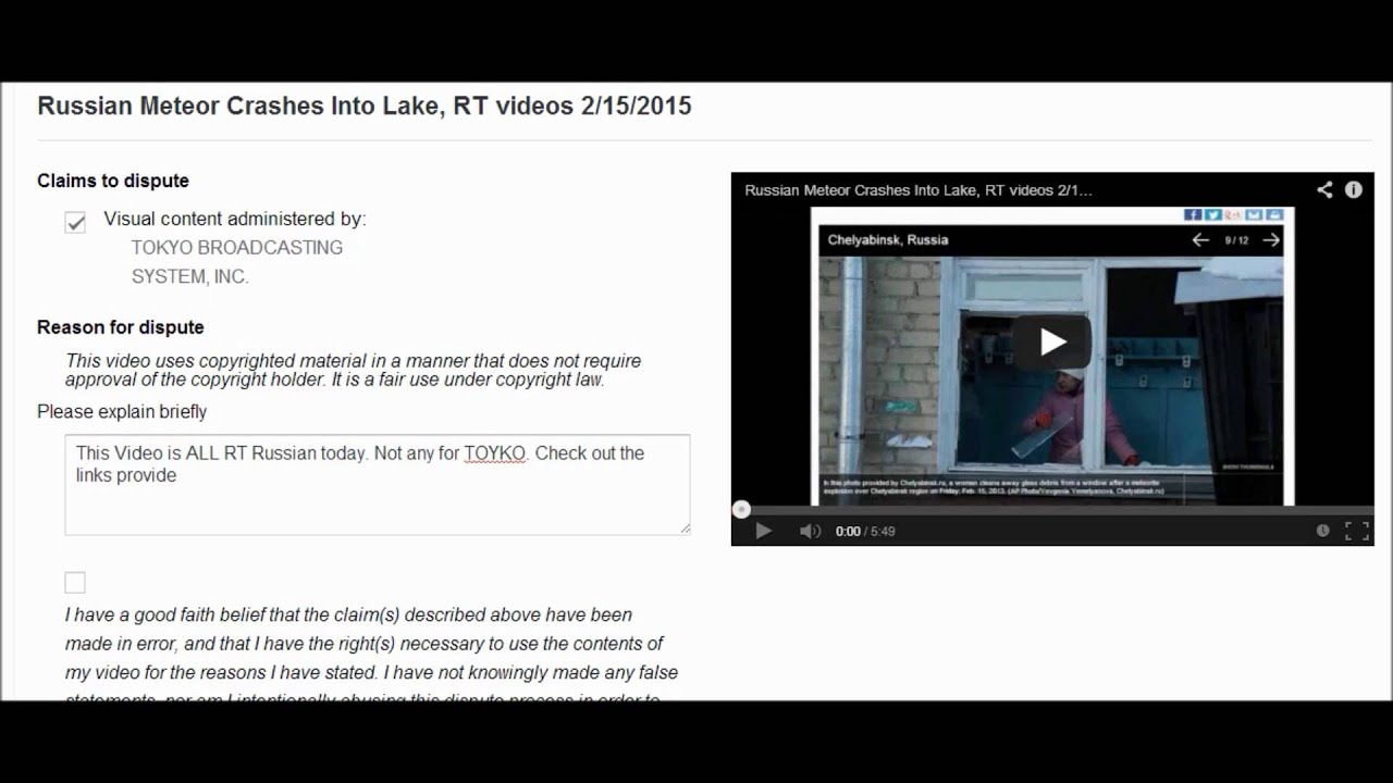 Phony Tokyo Broadcasting Video Copyright Claim Sent To Youtube : Fight Censors! 2/13/2013