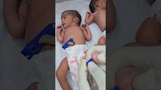 Twins Newborn RBS Test 😱😱#shorts #newborn #nicucare #cutebaby #newbornbaby #glucose #rbs #twins