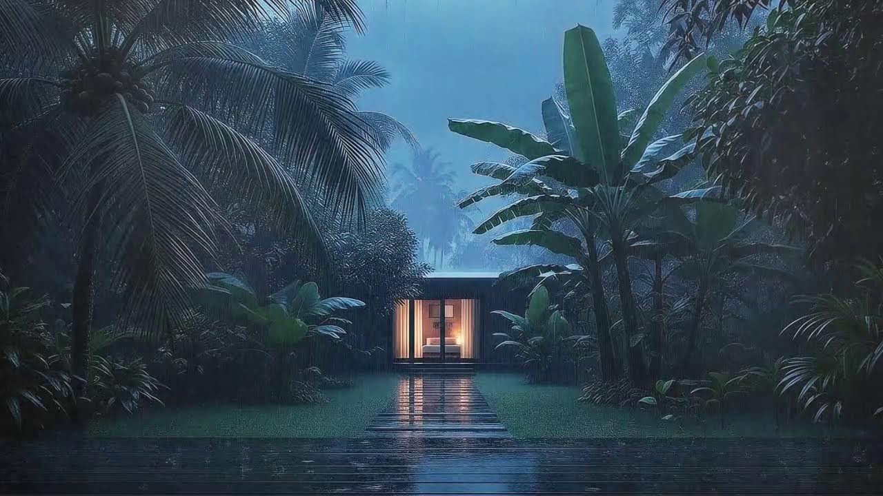 Drift to Sleep with Light Rain Sounds and Soft Storm at Wooden Cabin Terrace 🌧️