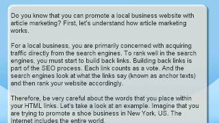 Details Local Business Article Marketing - Promote Your Local Business With Article Writing Guide