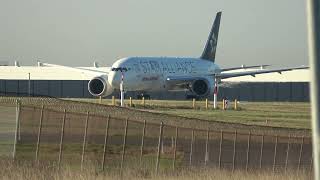 AIR INDIA 787 TAKE OFF RWY34 YMML AT KILO FULL LENGTH STAR ALLIANCE LIVERY🛫🛫🛫🌅🌅