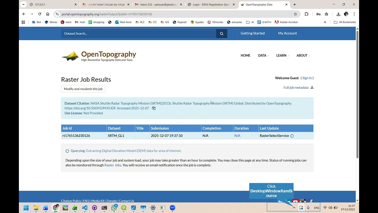 OpenTopography Загрузить SRTM
