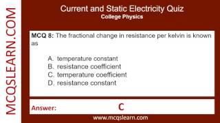 Current Electricity Quiz Questions & Answers | Current Electricity Notes PDF | Class 11–12 Ch 5 Quiz