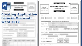 How to make Application Form in Microsoft word 2019 | Form Design word | Admission form in ms word screenshot 1