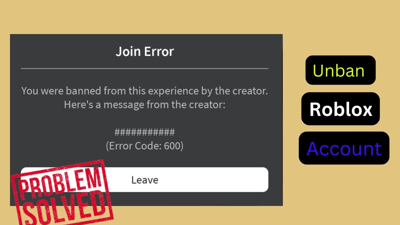 Roblox: you were banned from this experience by the creator (Error