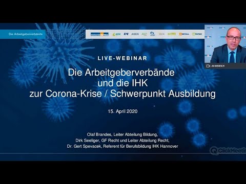 Online-Seminar zur Coronakrise / Themenschwerpunkt Ausbildung