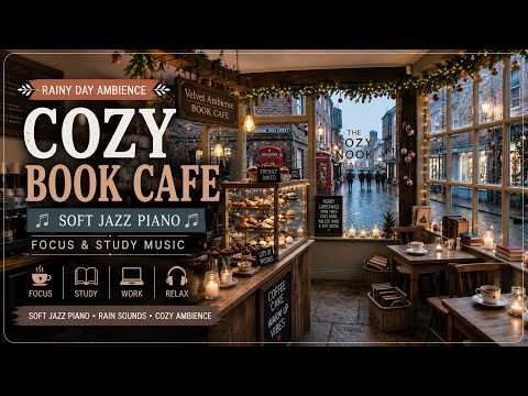 Rainy Coffee Shop ☕ Soft Jazz Piano & Rain Sounds | Cozy Café Ambience for Study, Work & Relax