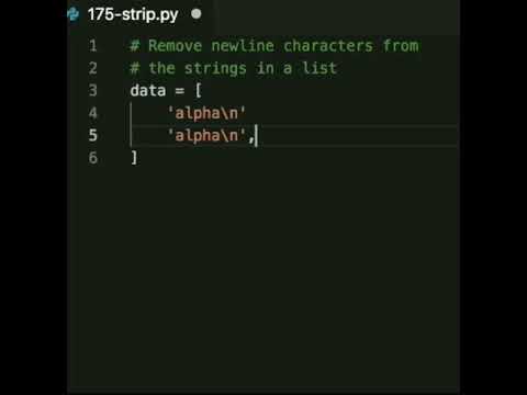 In this program, the newlines are removed from all the lines in a list.  To achieve the goal