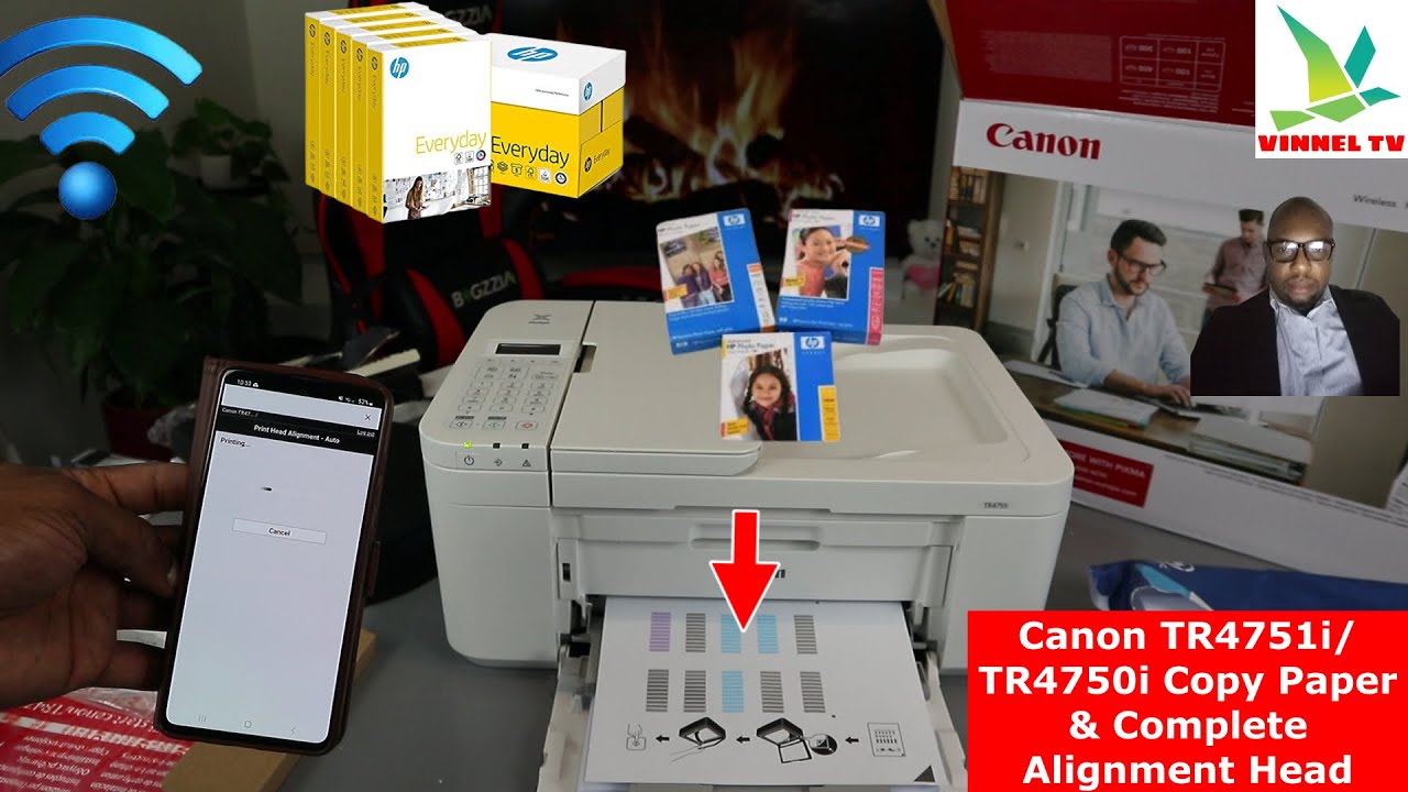 Printer Pixma Loading - Head Canon TR4751i/TR4750i YouTube Alignment Complete Wireless & Paper (WIFI)