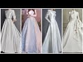 Impressive collection of Simple & Stylish Plain Wedding Gowns with long sleeves 2021