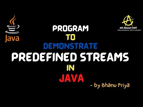 Program to demonstrate predefined streams in java| lec 78 | Java Tutorial| BhanuPriya