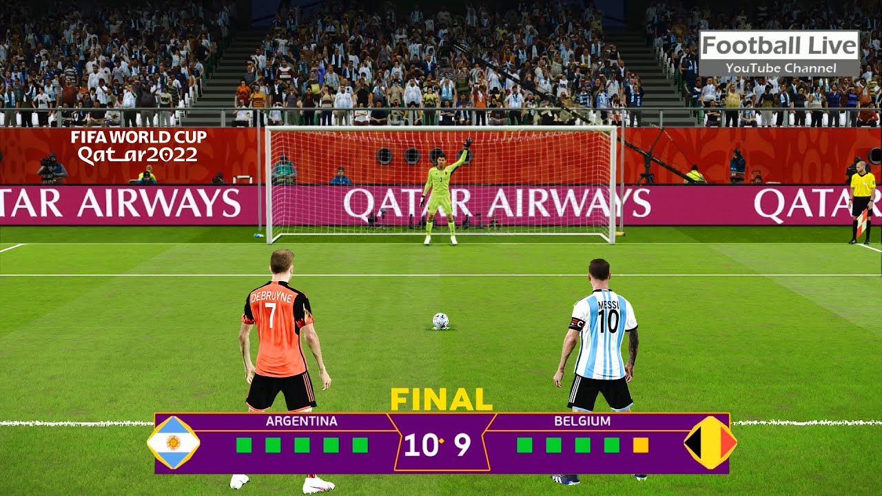 Argentina vs Belgium Penalty Shootout Final FIFA World Cup 2022 Messi vs Belgium PES Gameplay