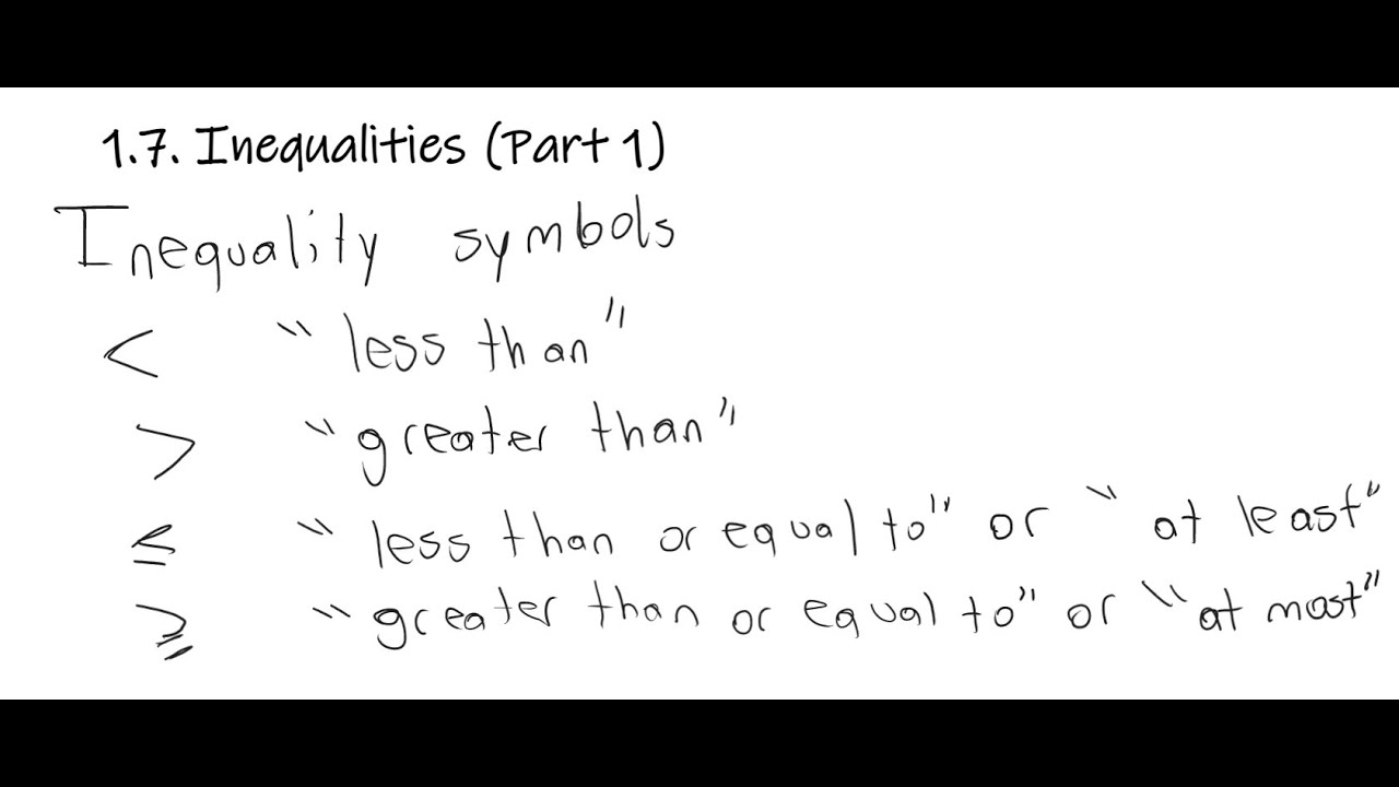 Chapter 1, section 7 - Inequalities (Part 1) - YouTube