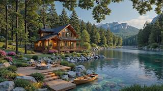 Beautiful Summer Cozy Fire Pit Riverside 🌿🔥 Relaxing Piano Music for Working and Studying