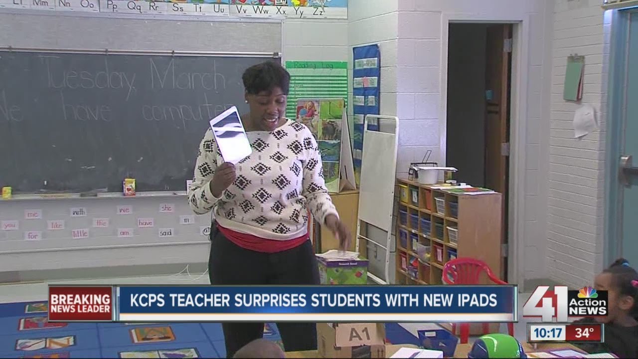 Teacher surprises kindergarten class with iPads - YouTube