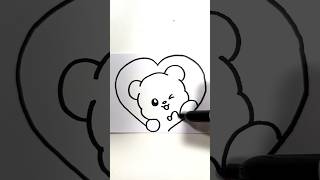 Osito en un Corazón #drawing #dibujoscreativos #shortsvideo #ositos #corazon #dibujo #dibujosfaciles