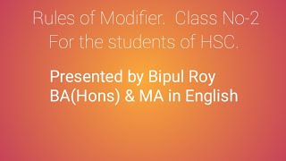 Rules of Modifier.(For HSC)  Class No-2.