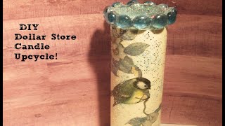 DiY Dollar Store Candle Upcycle Decoupage