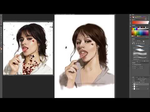 camila cabello 랜덤한 브러쉬로 회화적인 느낌내기