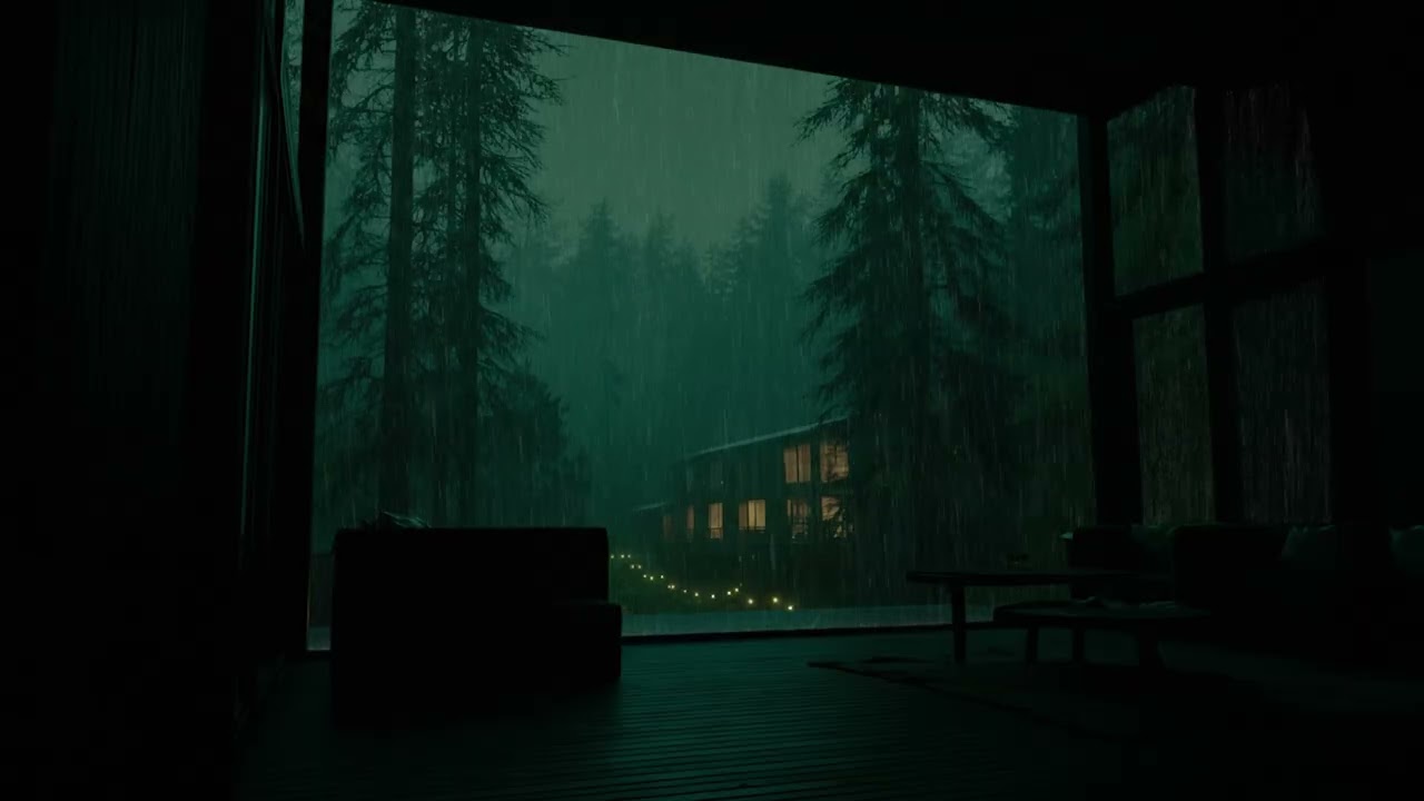 Deep Forest Rain on a Cozy Cabin Roof 🌧️ No Ads  Dark Bedroom for Deep Sleep & Total Relaxation