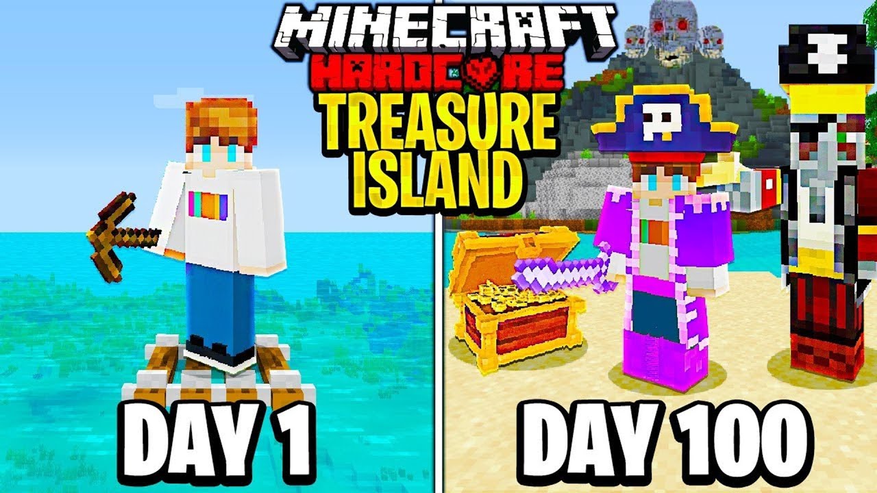 I Survived 100 Days on a TREASURE ISLAND in Hardcore Minecraft - YouTube