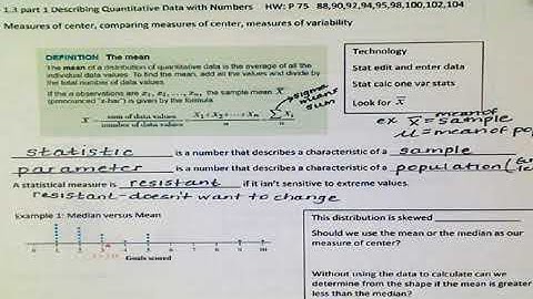 1-3 Part 1  Describing Quantitative Data with Numbers