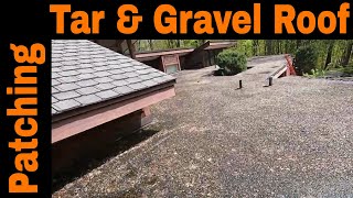 How to repair a leak on a flat roof with Tar and Gravel  I show my trick of over 35 years