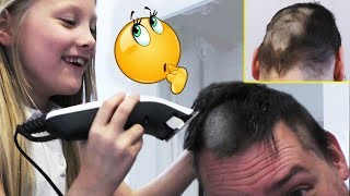 Daughter cuts dad's hair goes too far and makes him bald