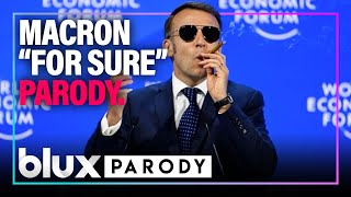 Macron With Sunglasses Roasts EVERYONE at Davos 😭 “For Sure” | AI Parody | #bluxparody