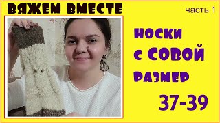 МК Носки спицами с совой из пряжи деревенька. Часть 1.