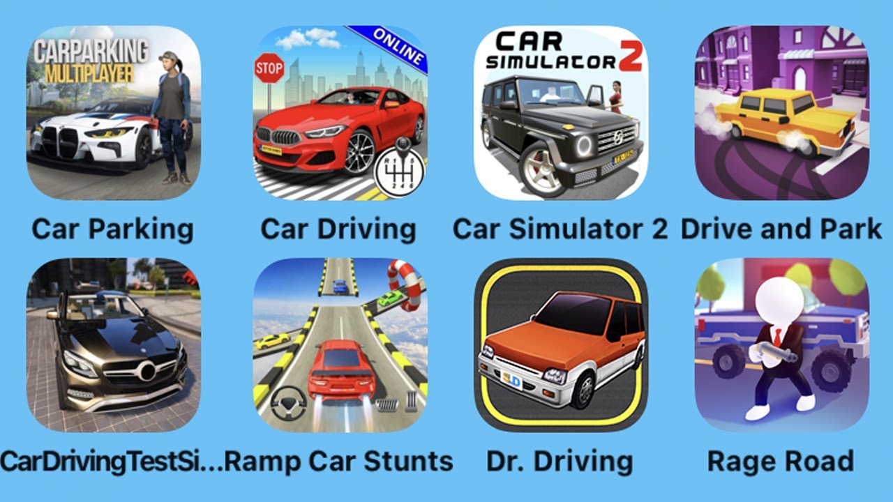Car Parking, Car Driving, Car Simulator 2 and Park and More Car Games
