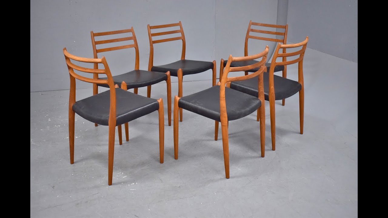 Set of 6 Model 78 dining chairs in vintage teak | Niels Moller