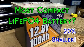 Most Compact 100 Amp Hour LiFePO4 Battery?  Power Queen Premium, 1280Wh Deep Cycle LiFePO4 Battery