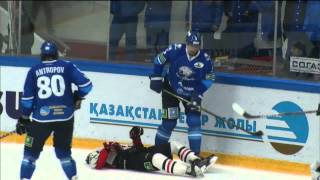 Жуткая травма Сергея Калинина / Omsk's captain Sergei Kalinin suffers scary head injury(08.03.2015. Капитан 