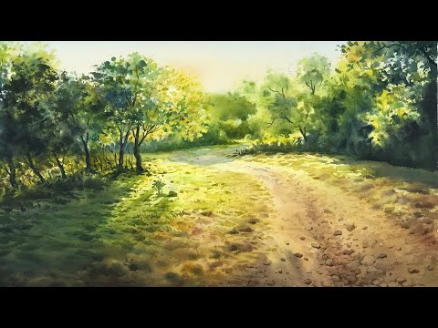 "Road to Home" watercolor landscape painting