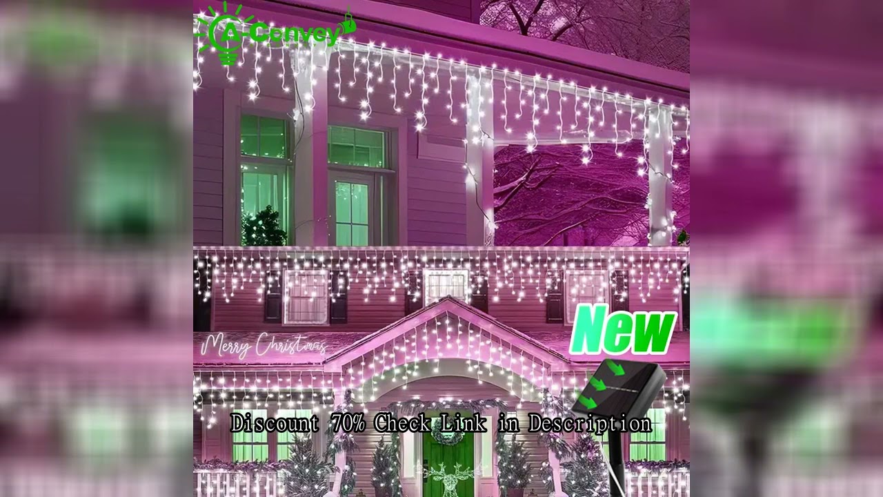 Solar LED Eaves Icicle String Lights 8 Lighting Modes Outdoor Waterproof Christmas Decorations Fairy