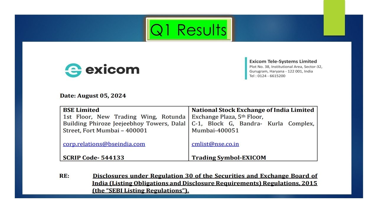 Exicom Tele Sys Results Today | Exicom Latest Results Today | Exicom Share News | Exicom Q1 Results