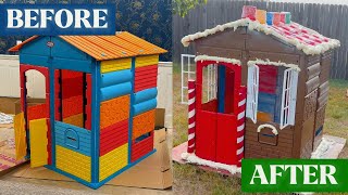 🍭 I Transformed a Kids Playhouse Into a LIFE-SIZE Gingerbread House! Christmas DIY Magic ✨🎄