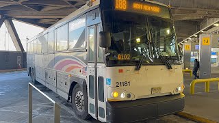 New Jersey Transit: 2021 MCI D4500CT #21181 On Route 188 Leaving George Washington Bridge Bus Term