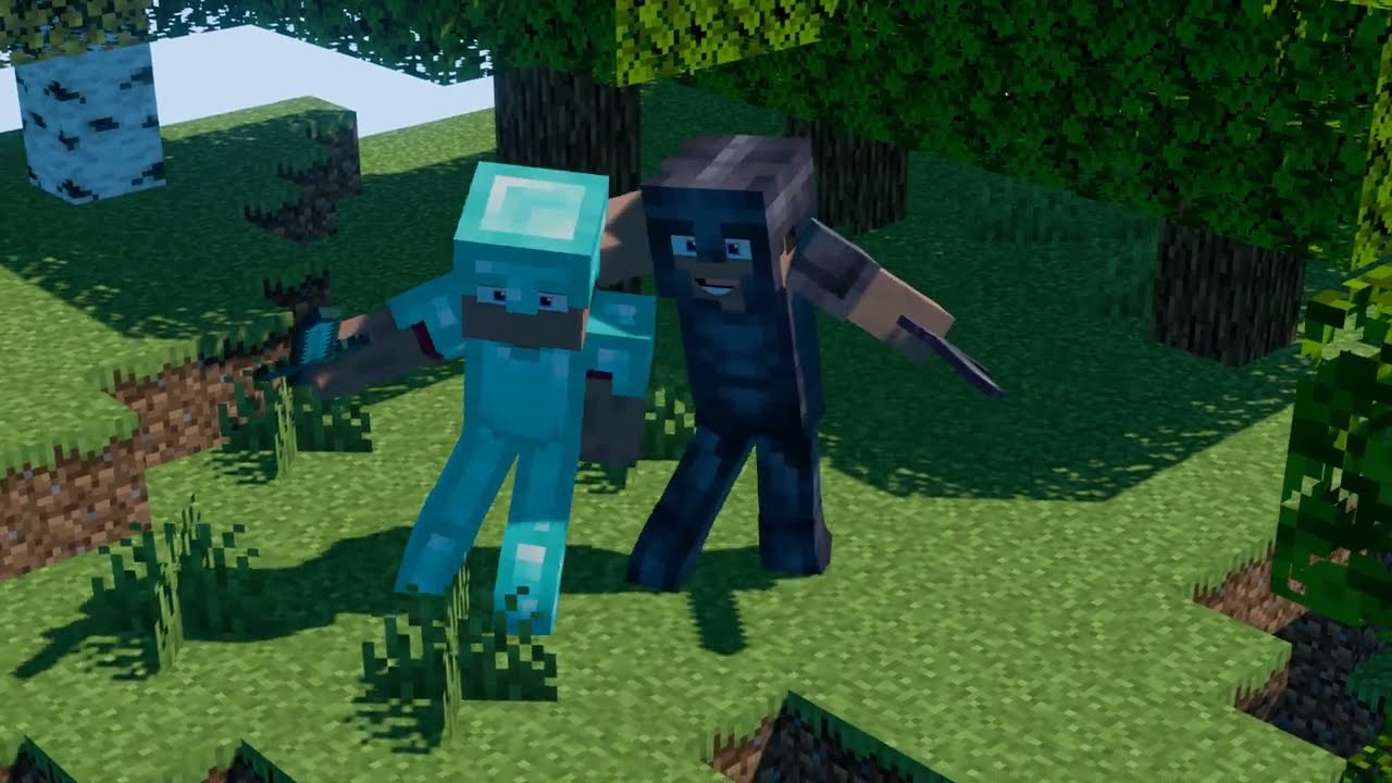 Blender First Minecraft Fight Animation! (Composited)