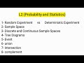 شرح L2 Probability and Statistics (Sample Space - Event - union - intersection - complement)